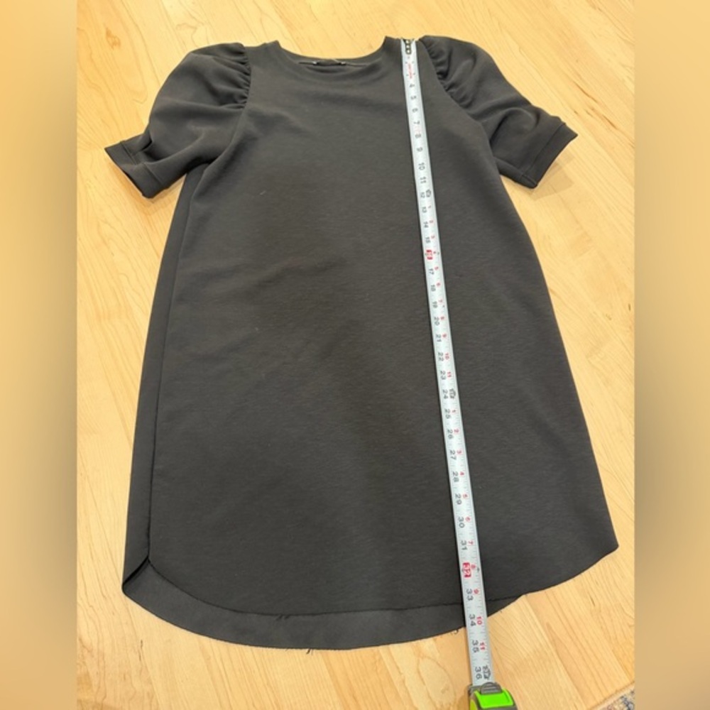 Zara Black Short Sleeve Puff-Shoulder Mini Dress